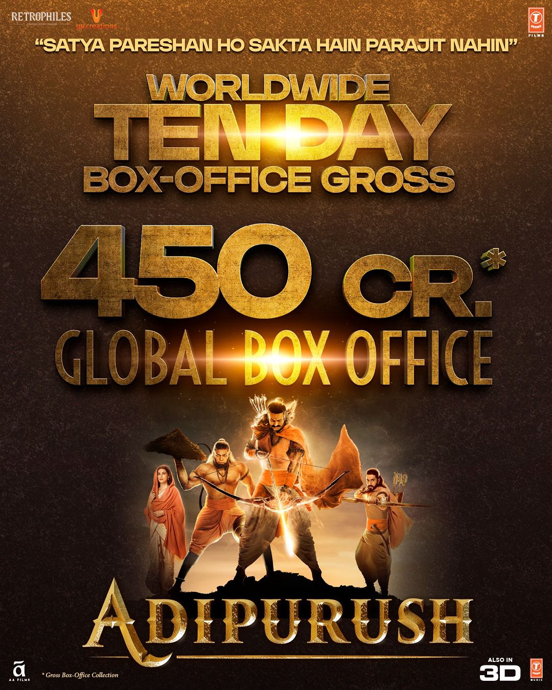 Adipurush Picks Up Strong Pace At The Box Office, Earns Rs 450 Crores Globally in 10 Days